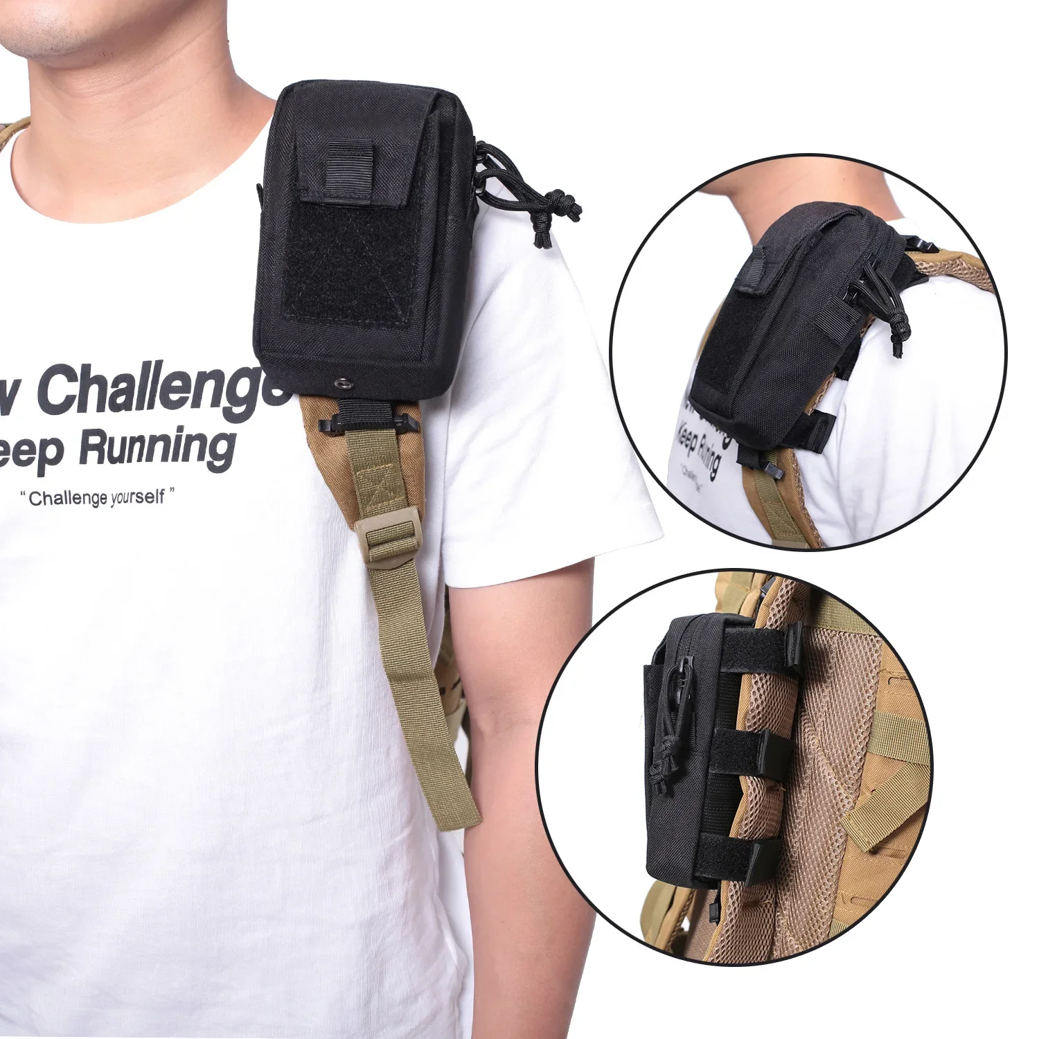 Phone Accessories For Running - Molle Backpack Strap Phone Holder Waist